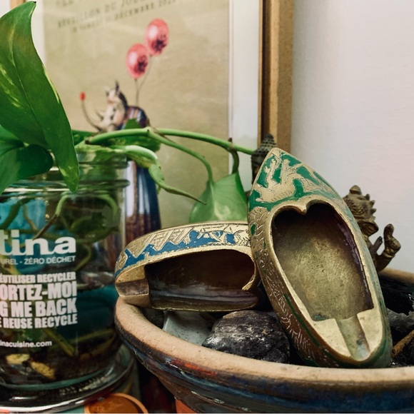 once known artist Other - Brass Egyptian Mini Slipper Ashtrays | Babouches Égyptiennes en Laiton